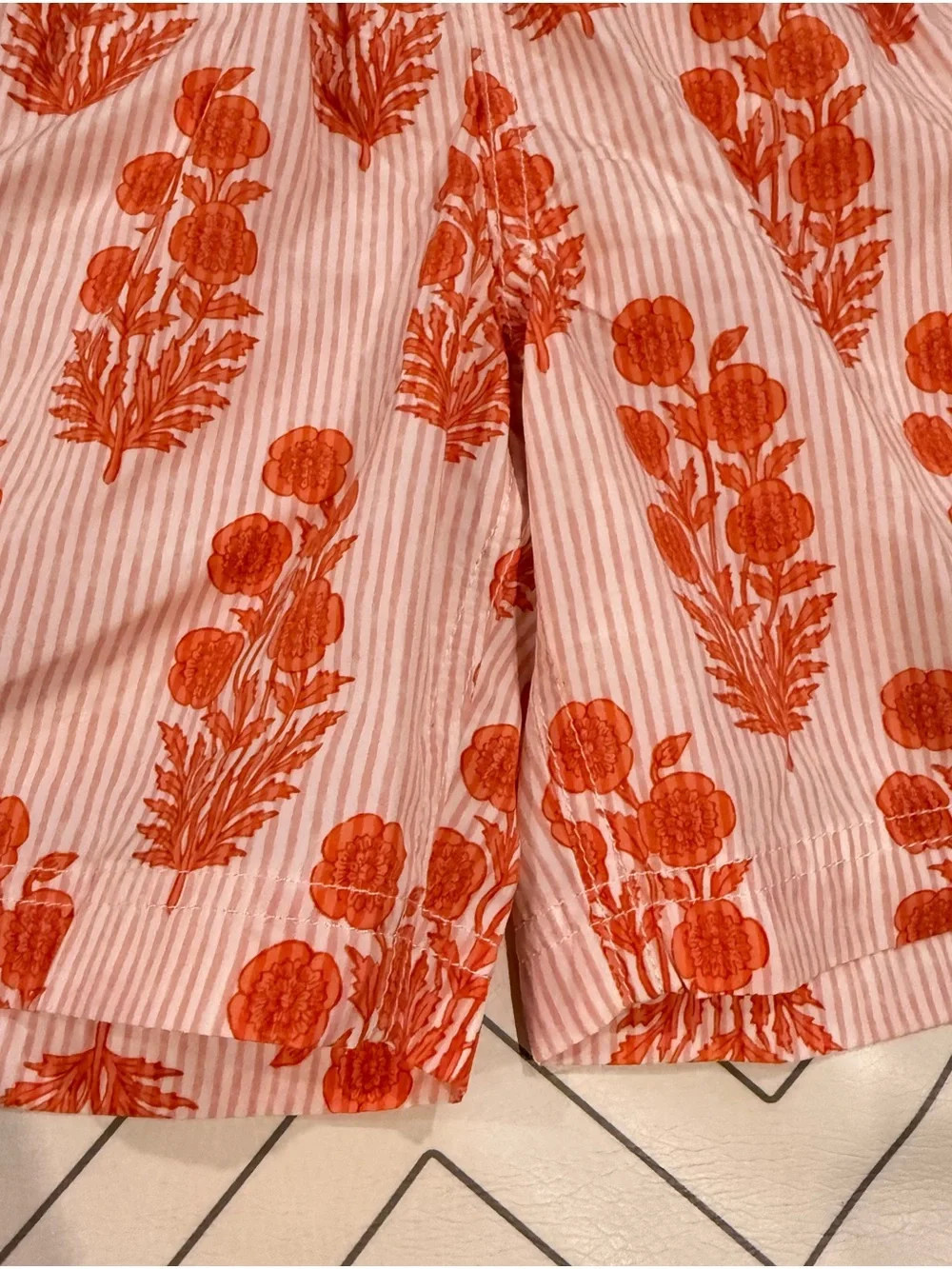 NWT Crewcuts x SZ Blockprints Orange Textile Swim Trunks